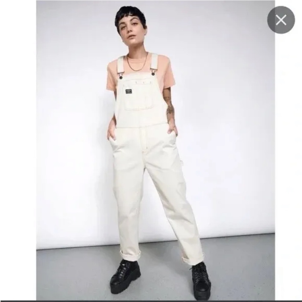 NWT Wildfang Essential Overall XS White Cream  Yellow Stitches $158